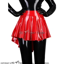 Красные сексуальные латексные юбки с неправильной формой сзади резиновая Пышная юбка нижняя часть DQ-0033