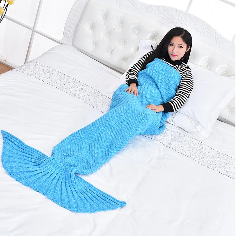 

Mermaid Throw Blanket Handmade Mermaid Tail Blanket for Adult Multi Colors 2 Size Soft Crochet Mermaid Blanket