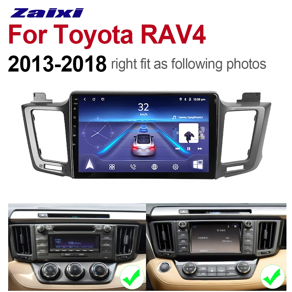 ZaiXi 2 Din Автомобильный мультимедийный плеер Android 9 авто радио для Toyota RAV4 2013~ DVD gps 8 ядер 4 Гб+ 32 Гб Bluetooth WiFi HD