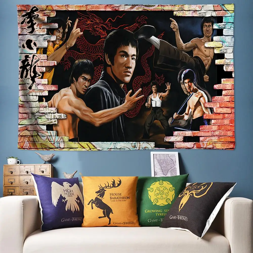 

Bruce Lee/Michael Jackson Celebrity Tapestry Wall Hanging Psychedelic Tapestries Wall Art Decor for Dorm Room Music Bar 170x240
