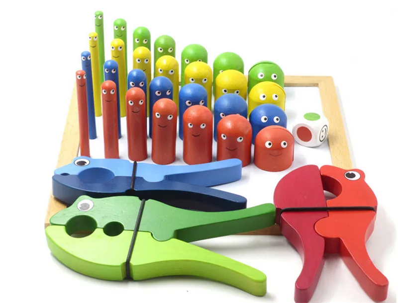 

New Wooden Baby Pliers beetle interactive board game Baby Educational Toy Baby gift