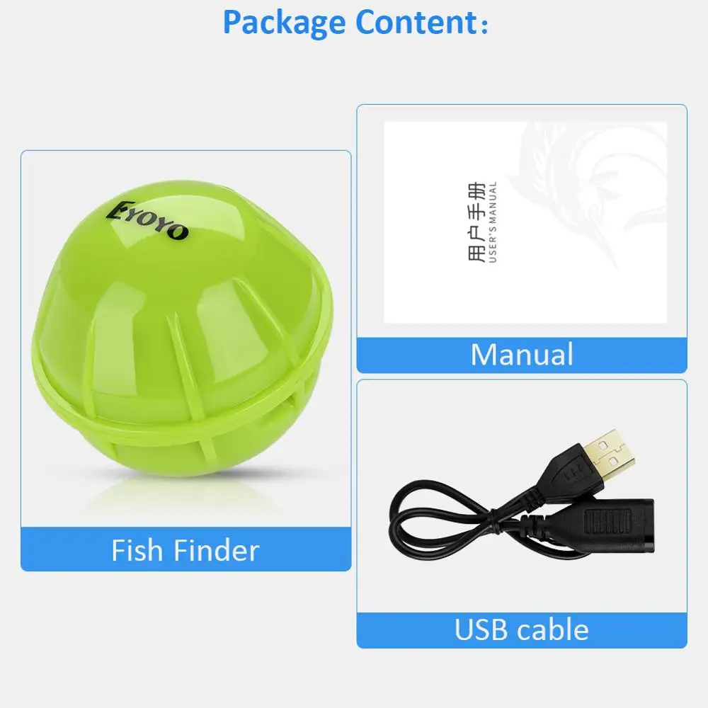 Eyoyo E1 беспроводной Bluetooth умный эхолот для iOS и Android эхолот приложение для обнаружения морской рыбы