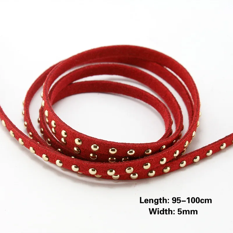 Новое поступление 5 мм шнуры из искусственной замши золотой шнур для самостоятельного изготовления ювелирных изделий Браслеты ожерелье платье аксессуары - Цвет: Red