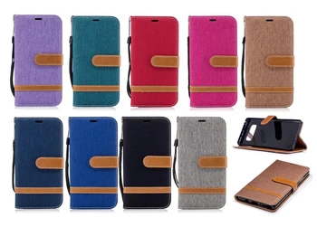 

Jean Hybrid Leather Wallet Case For Iphone XS MAX X XR 8 7 6 Galaxy Note9 S9 Cloth Stand Holder Hit Card Slot Flip Cover 50PCS