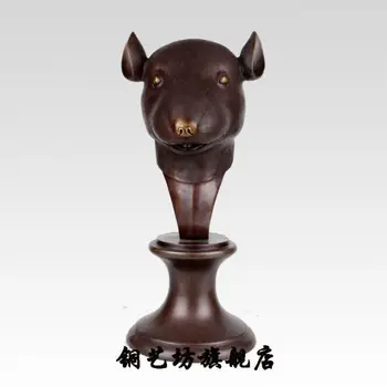 

WBY 15'' China Bronze Famous Feng Shui Twelve Zodiac Mouse Animal Head Statue Garden Decoration 100% real Brass Bronze
