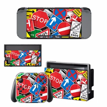 

new Traffic signs vinyl Decal Skin Sticker For Nintend Switch NS NX Console & Joy-con