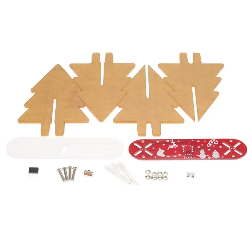 

DIY Full Color Changing LED Acrylic 3D Christmas Tree Electronic Learning Kit Red PCB Board+Transparent acrylic
