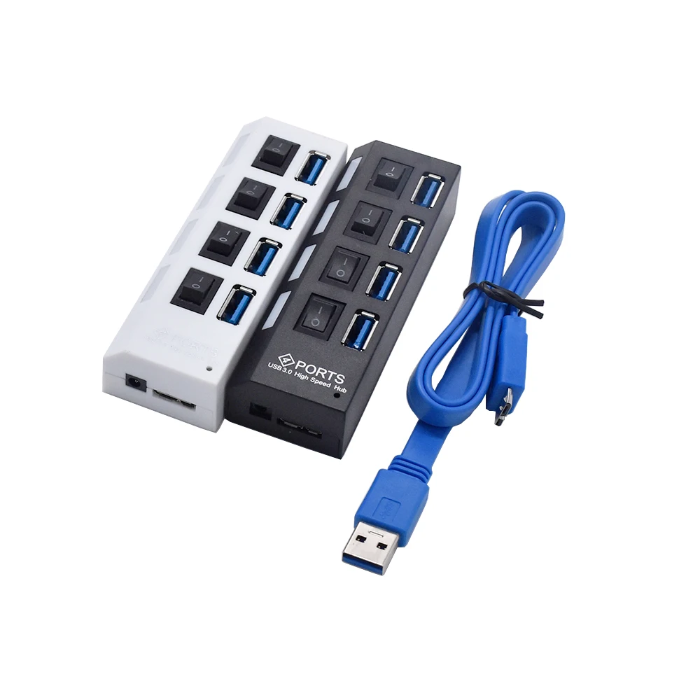 USB 3,0 хаб Mutil концентратор usb-порт 5 Гбит/с 4 порта мини USB разветвитель с независимым переключателем USB считыватель концентраторов