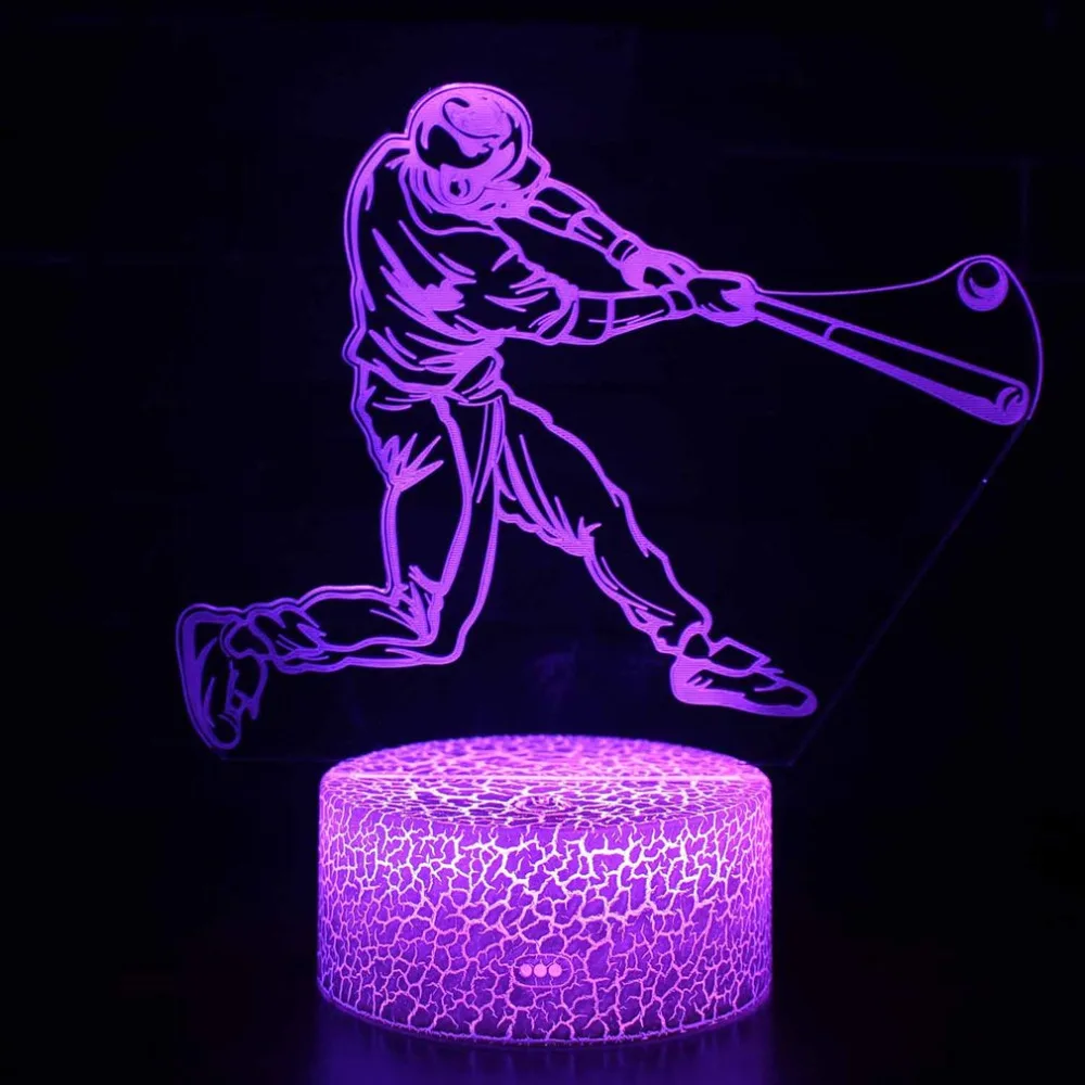 

Sport Series 3D Stereo Vision Lamp Acrylic 7 Colors Changing USB Bedroom Bedside Night Light Desk Lamp