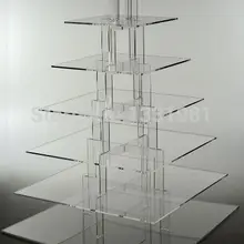 7 ярусов акриловая квадратная башня подставка для капкейков Свадебная День Рождения вечерние