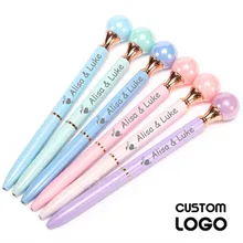 Новые персонализированные металлические шариковые ручки с жемчугом индивидуальный логотип гелевая ручка напечатаны ваше имя ручки свадьба подарок на день рождения поставка