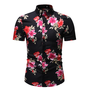 

Mens Summer Fashion Beach Hawaiian Shirt Brand Slim Fit Short Sleeve Floral Shirts Casual Holiday Party Clothing Camisa Hawaiana