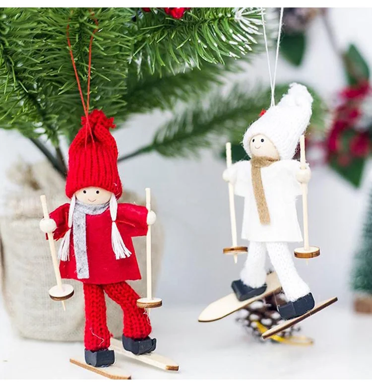 FengRise, милый ангел, кукла, девочка, лыжная подвеска, рождественская елка, украшения для дома, деревянные елочные украшения, рождественский подарок для детей