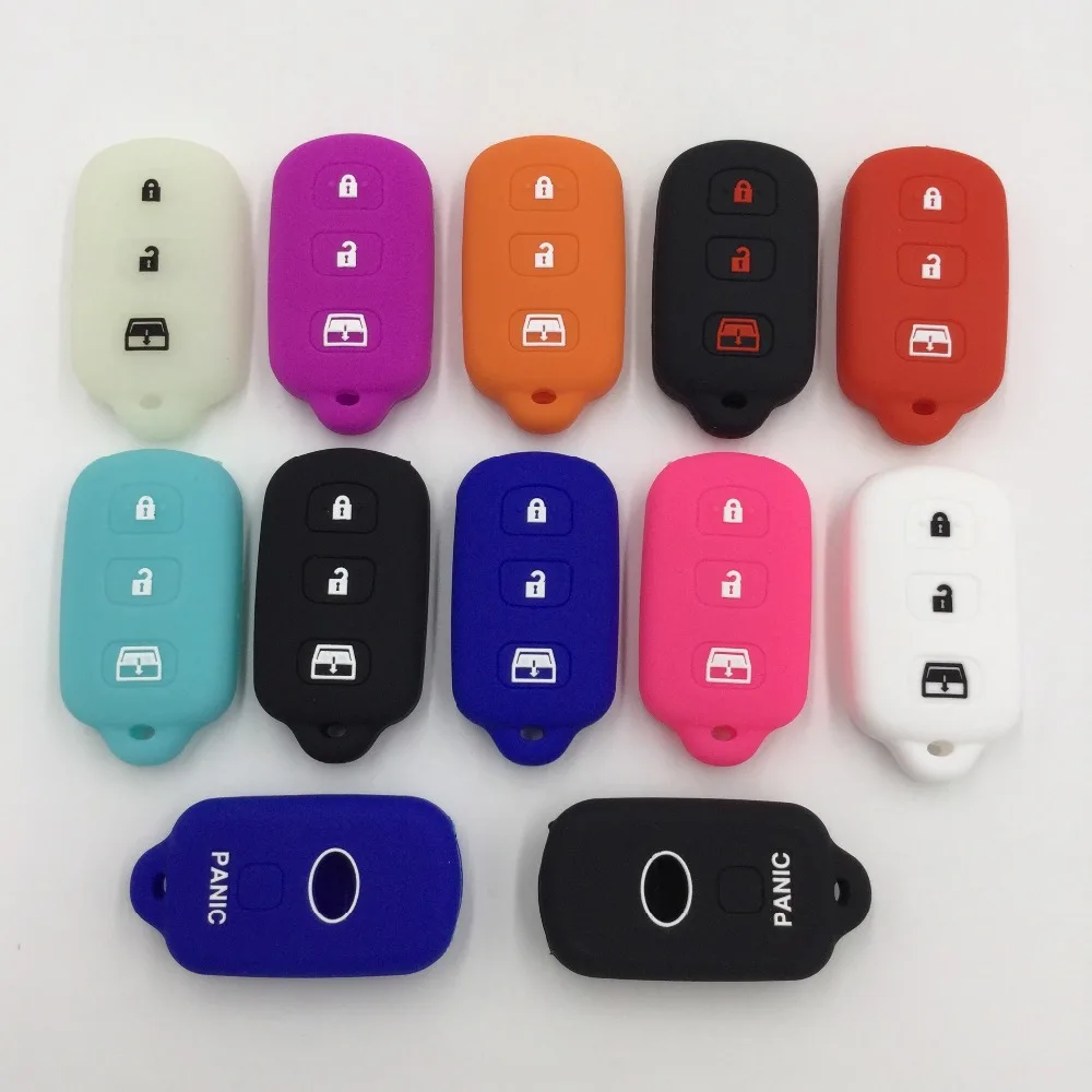 Silicon Remote key fob 3 button with panic Cover for Toyota Sequoia 4