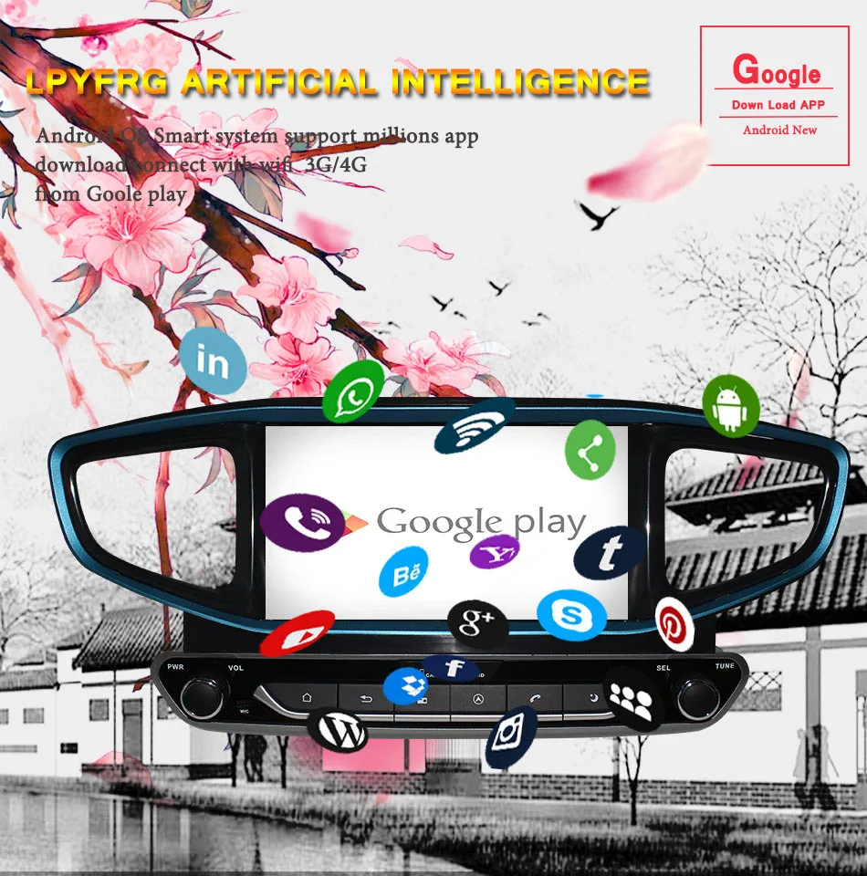 Sale 8 core 4+64G android 9.0 car dvd for Hyundai IONIQ  2016 17 2018 2019 Ioniq Hybrid Multimedia Gps navigation Stereo video Audio 4