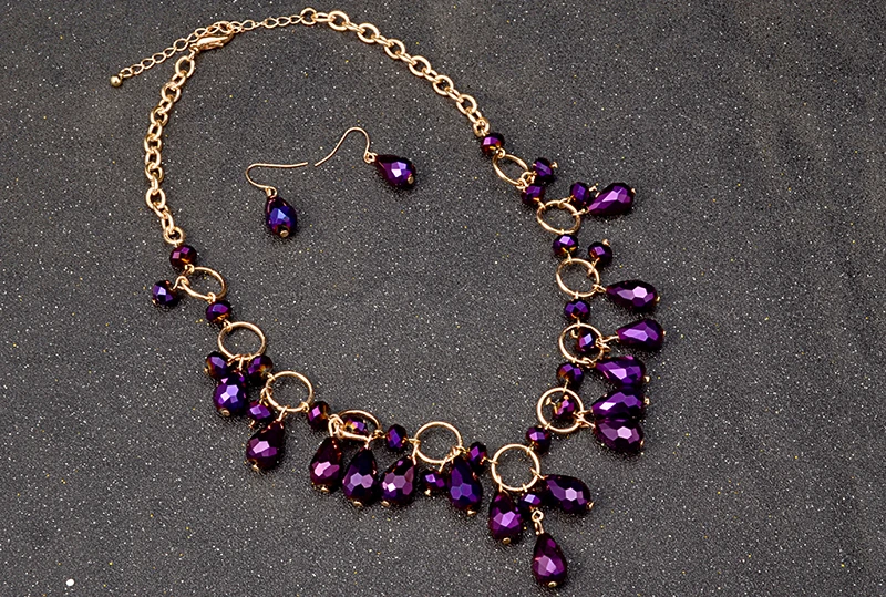 Teardrop Crystal Gem Necklace Set