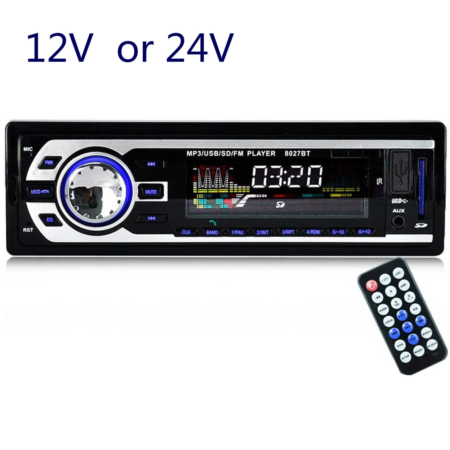 Автомобильный Bluetooth стерео FM радиоприемник 12 В/24 В mp3 плеер динамик порт для
