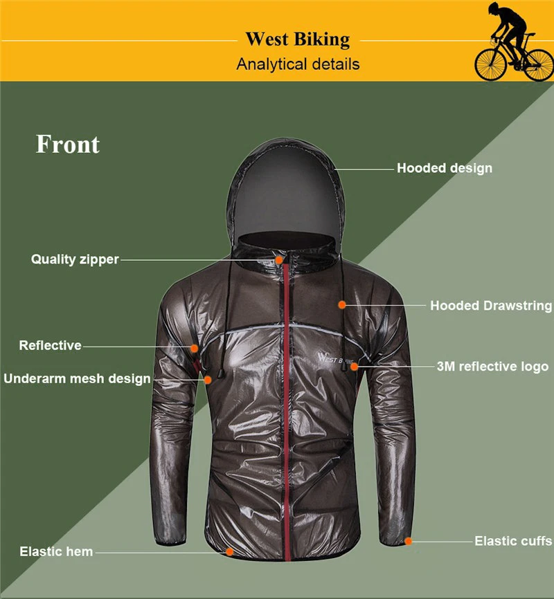 WEST BIKING giacca a vento impermeabile luce pioggia mountain bike impermeabile ciclismo bici Bicicletas impermeabile bicicletta giacca antipioggia Jersey