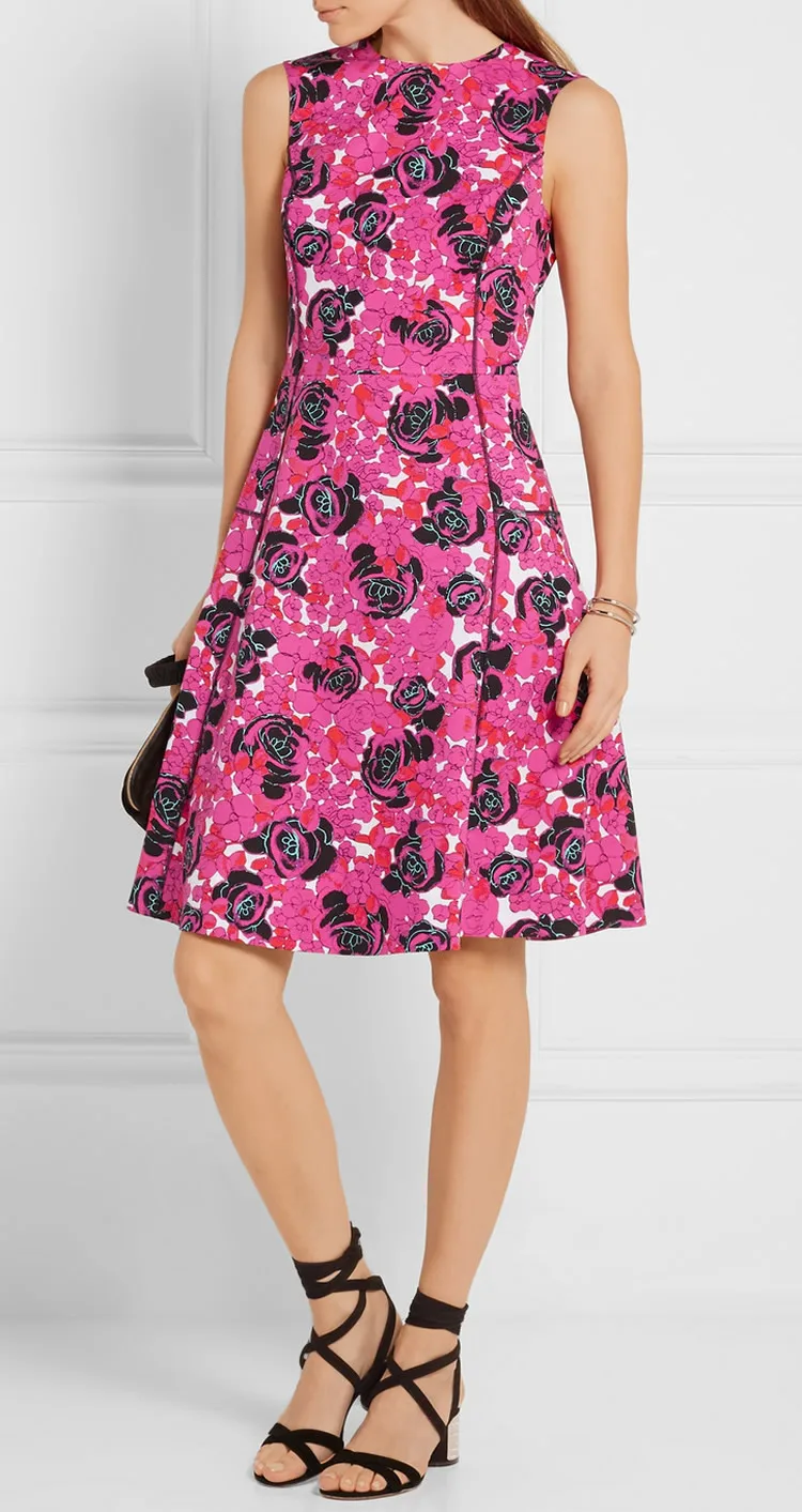 

Flower Print Women A-Line Dress Round Neck Sleeveless Casual Dresses 084A696B1