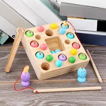 

Children Early Educational Toys Clip Beads Fishing Puzzles Learning Toy Set Wooden Toys Family Activity Game Props Fishing Game