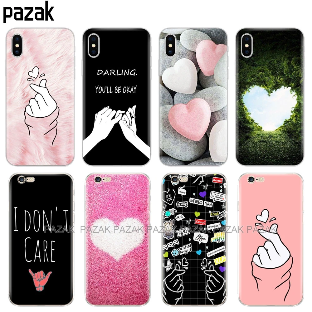 

Silicone Cover Phone Case For Iphone 6 X 8 7 6s 5 5s SE XS MAX XR Plus 10 Cases love on the finger heart