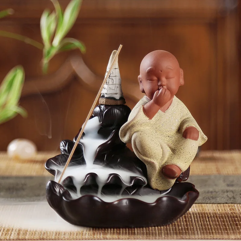 Благовония статуя Будды благовония конусы керамические кадило держатель горелки обратного потока благовония горелки дыма домашний декор A - Цвет: A-1