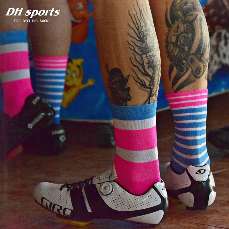DH спортивные брендовые Новые велосипедные носки мужские и женские уличные дышащие нейлоновые велосипедные носки для бега спортивные для езды на велосипеде Компрессионные носки