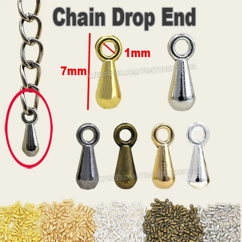 

200pcs/lot NICKLE FREE Extension Chain Drop End to attach on the chains for DIY Jewelry Necklace Bracelet Finding part Accessory