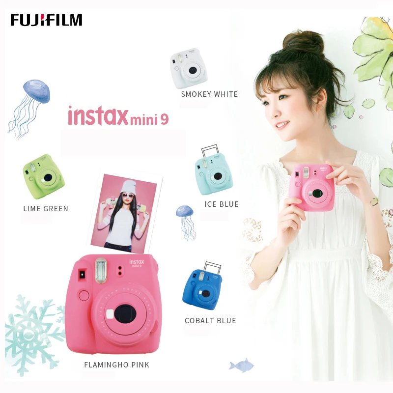 Камера моментальной печати Fujifilm Instax Mini 9 с Фламинго розовым голубым кобальтовым