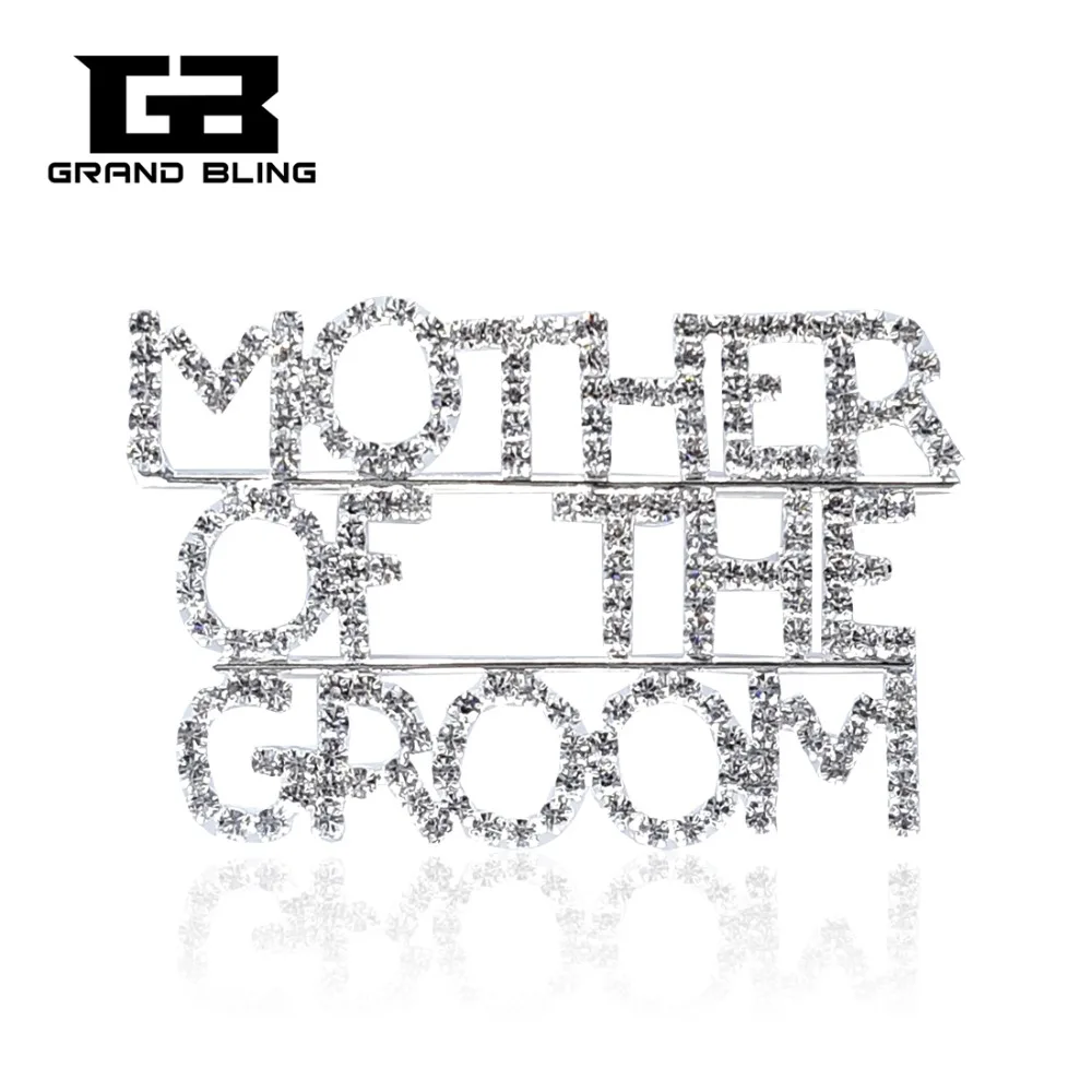 

Crystal Wedding Theme Jewelry Gift "MOTHER OF THE GROOM" Brooch Pin