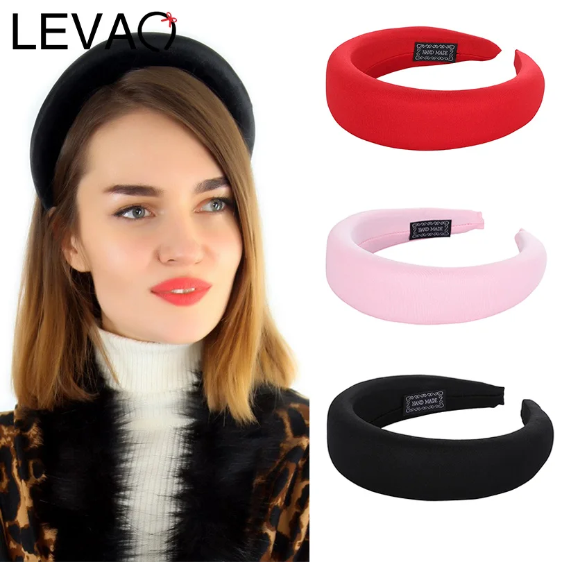 

LEVAO New Fashion Western Style Solid Colors Thicken Padded Headband Bezel Turban Women Hairbands Girls Accessories Headwear