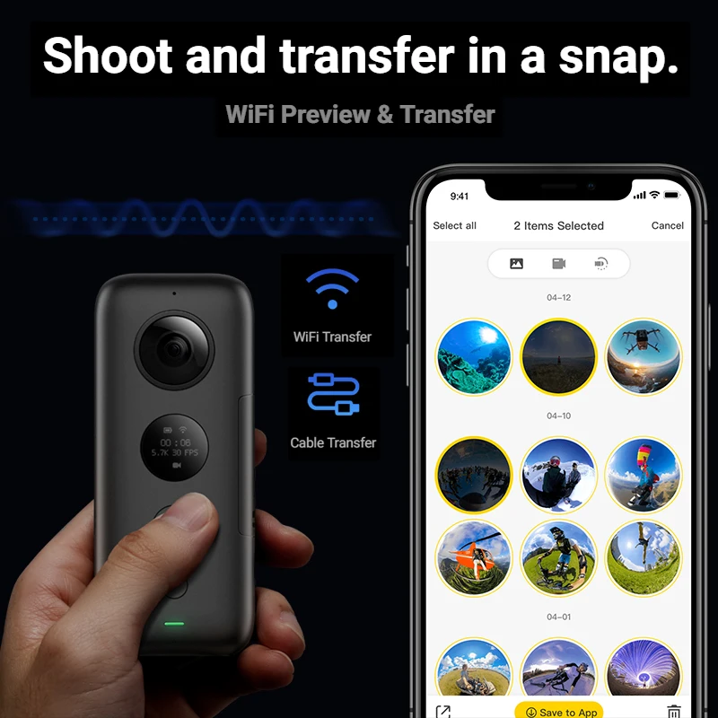Insta360 ONE X 5 7 K Качество видео 360 градусов камера контроль время и перспектива с TimeShif
