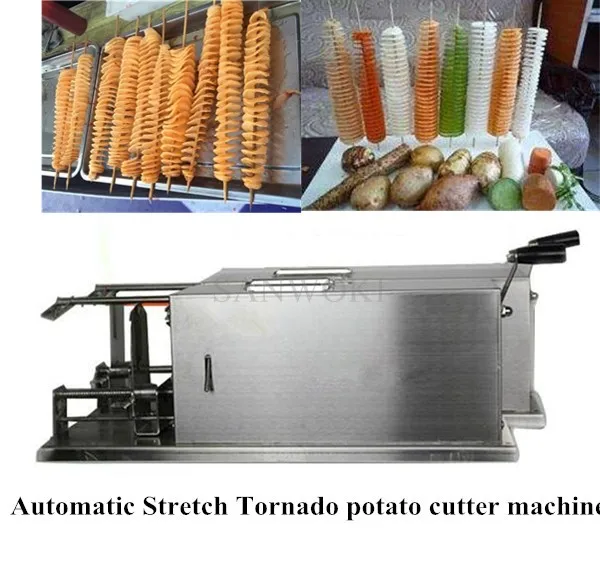 Automatic Stretch Stainless Steel Potato Slicer Chips Cutter Tornado Potato  Machine Spiral Twisted Potatoes On A Stick