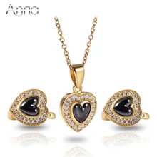A & N de La Joyería de Acero Inoxidable Chapado En Oro de Lujo De Cerámica Corazón Alrededor Zircon Lindo Ocio Estilo Joyería de la Boda nunca Se Desvanecen