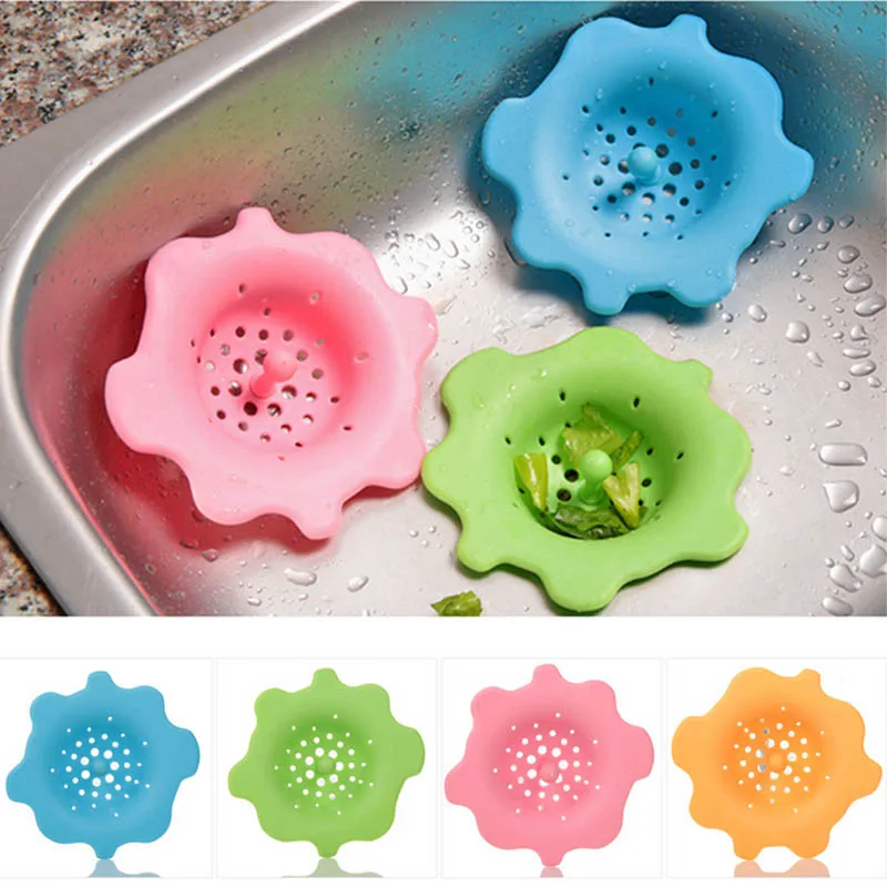 Candy Color Kitchen Flower Shaped Sink Water Filter Strainer Wash Drain Outfall Cover Rabbish Stopper Useful Equipment | Дом и сад