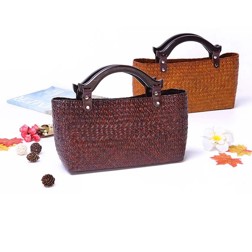 

Pure natural seaweed handmade bag travel holiday bag hand bag Thai version of fashion beach bag environmental protection package