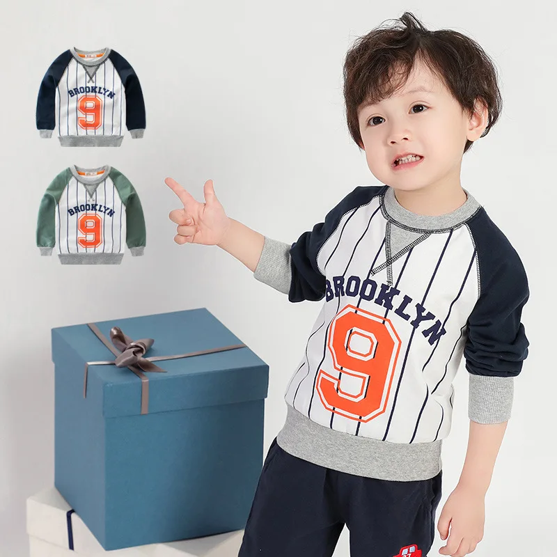 Коллекция года, весенний Детский свитер хлопковая одежда для малышей спортивный костюм с длинными рукавами и рисунком для мальчиков теплая верхняя одежда для малышей