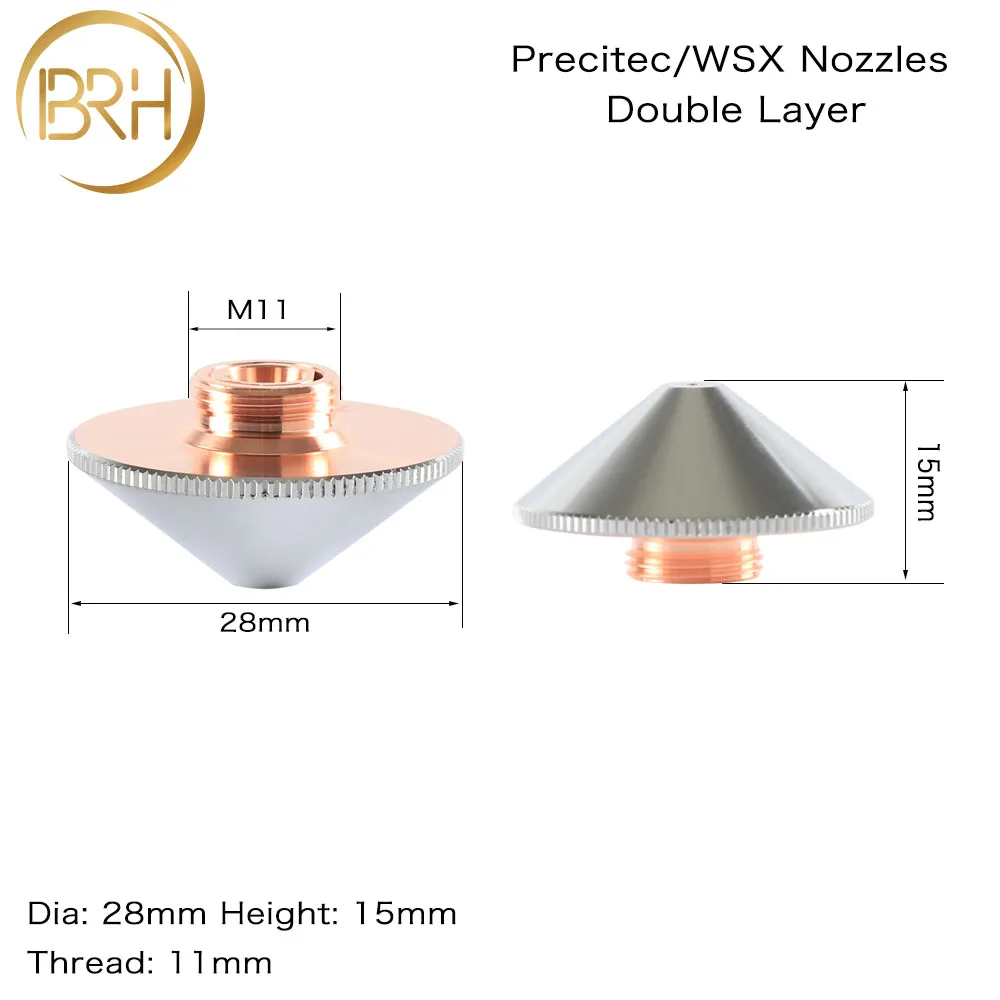 BRH режущих головок Precitec WSX Лазерная насадка одиночный/двойной Слои Dia.28mm H15 M11 Калибр 0,8-5,0 мм IPG/Highyag/Precitec лазер режущая головка