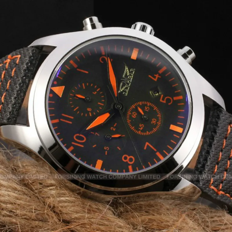 

Jaragar Men Automatic Watch Black Genuine Leather Strap with Gift Box