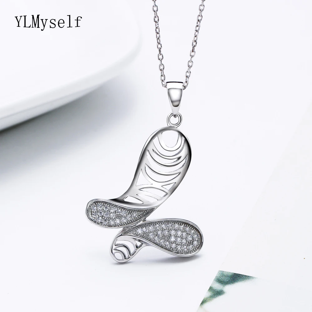 

925 Sterling Silver Pendant Necklace Butterfly Jewelry Zircon stones Wonderful Silver Nice Suspension Lovely gift for daughter