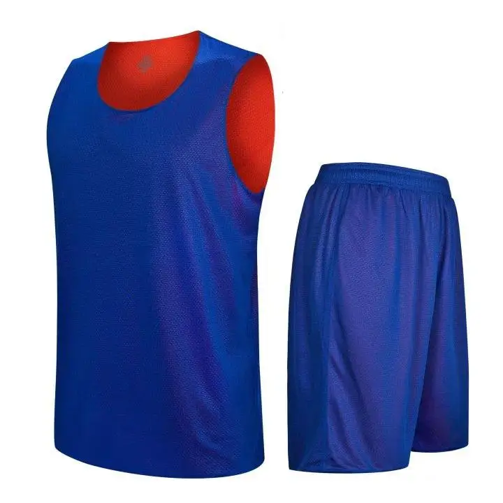Реверсивный Для мужчин Баскетбол Джерси Короткие Девушка Обувь для мальчиков Двусторонняя спортивная одежда Баскетбол спортивный костюм Джерси быстросохнущая - Цвет: Blue OE