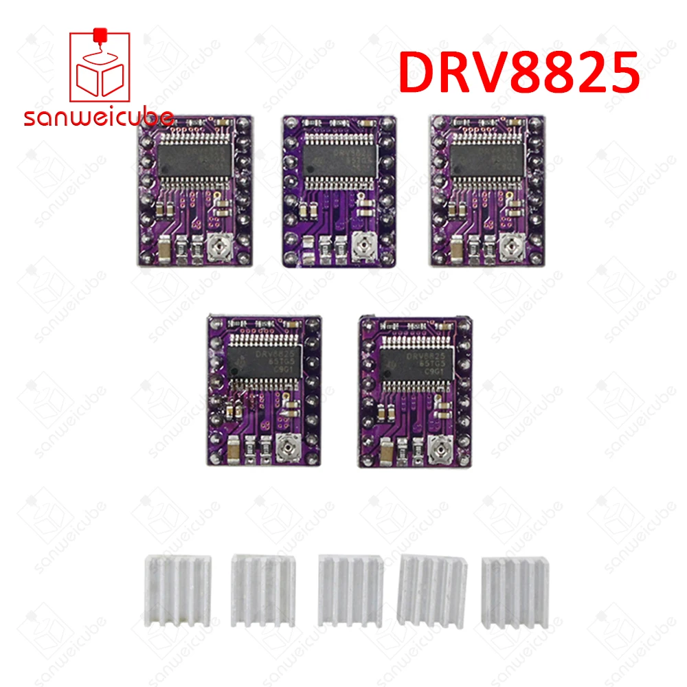 

5pcs/lot 3D Printer Parts StepStick DRV8825 Stepper Motor Driver With Heat sink Carrier Reprap 4-layer PCB RAMPS replace A4988