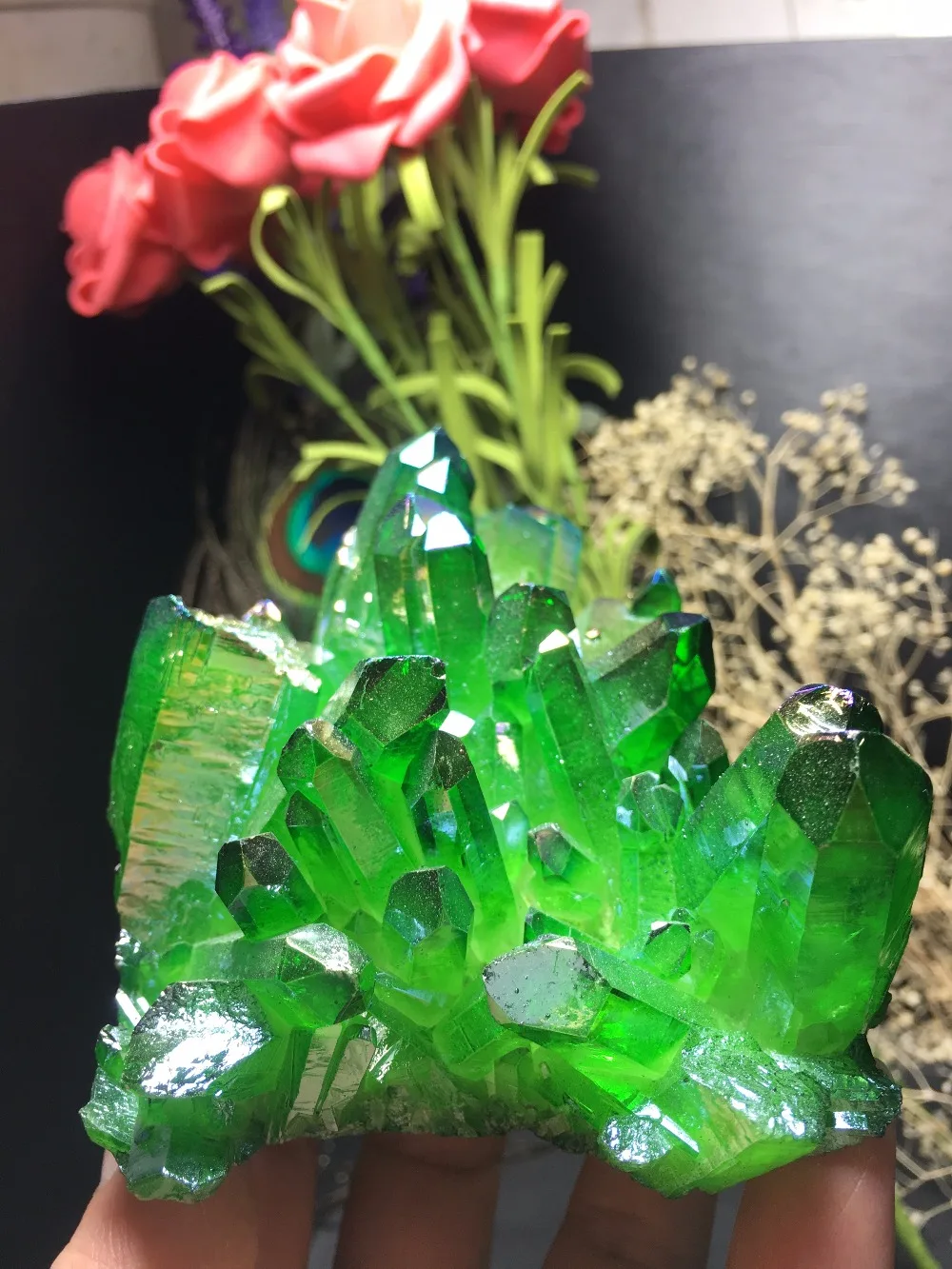

PRETTY Aura Quartz Crystal Bismuth Titanium Silicon Clusters SPECIMEN