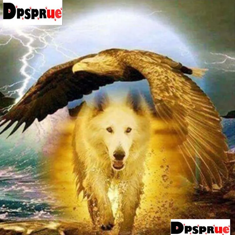 Dpsprue полный 5d Diy Алмазная картина вышивка крестиком животное волк Вышивка Набор