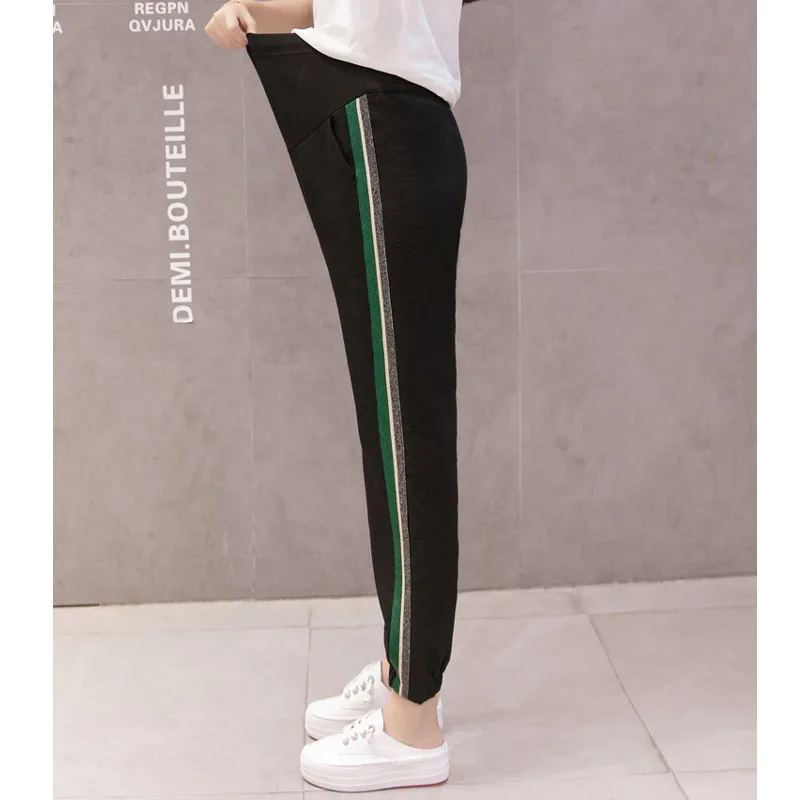 

Sport Maternity Pants For Pregnant Women Clothes Side Stripe Casual Pregnancy Pants Ninth Haren Maternity Pants Trousers