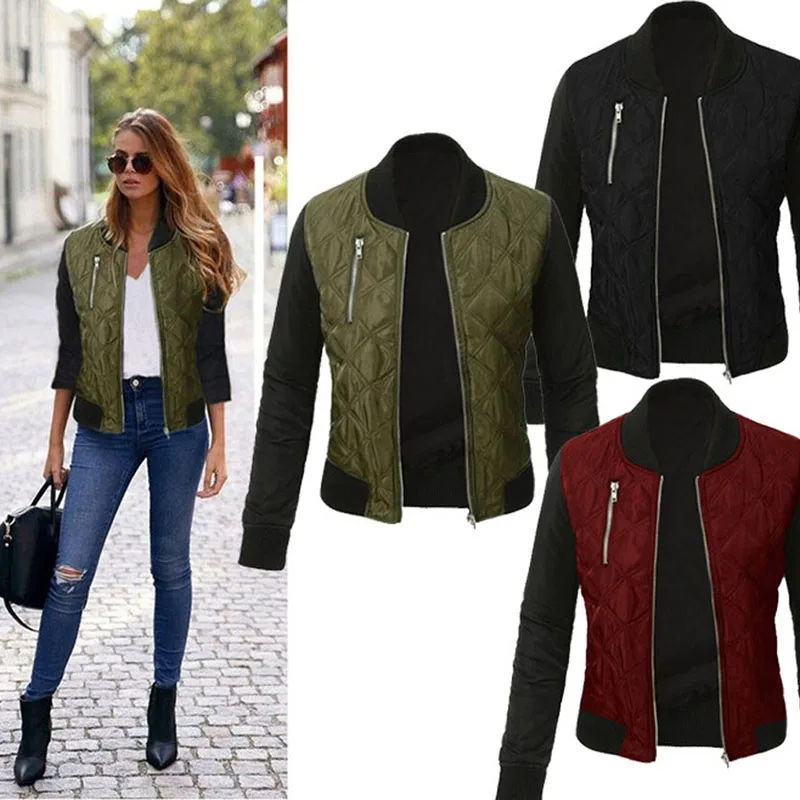 

Plus Size 3XL Cotton Jacket Slim Women Basic Coats Bomber Jackets Zipper Autumn Winter Coat Jacket Bomber Jacket Apparel Outfit