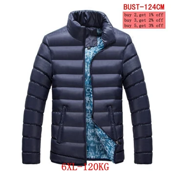 

Men's Jackets Large Size 2XL 3XL 4XL 5XL 6XL Autumn Winter Long Sleeve Lapel Cotton Loose Zipper Warm Dark Blue Jacket