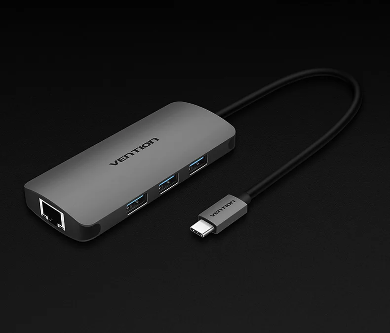 Vention USB C Ethernet адаптер usb-хаб 3 порта конвертер Тип C 3,0 USB к RJ45 Lan сетевая карта для Macbook USB Ethernet переключатель