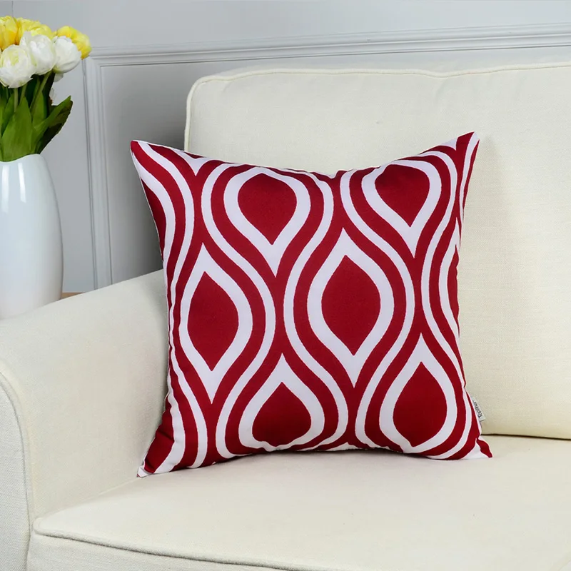 YokiSTG геометрические декоративные наволочки для подушек Чехлы хлопковый льняной диванной подушки для диван кресло кровать бордовый Цвет - Цвет: D