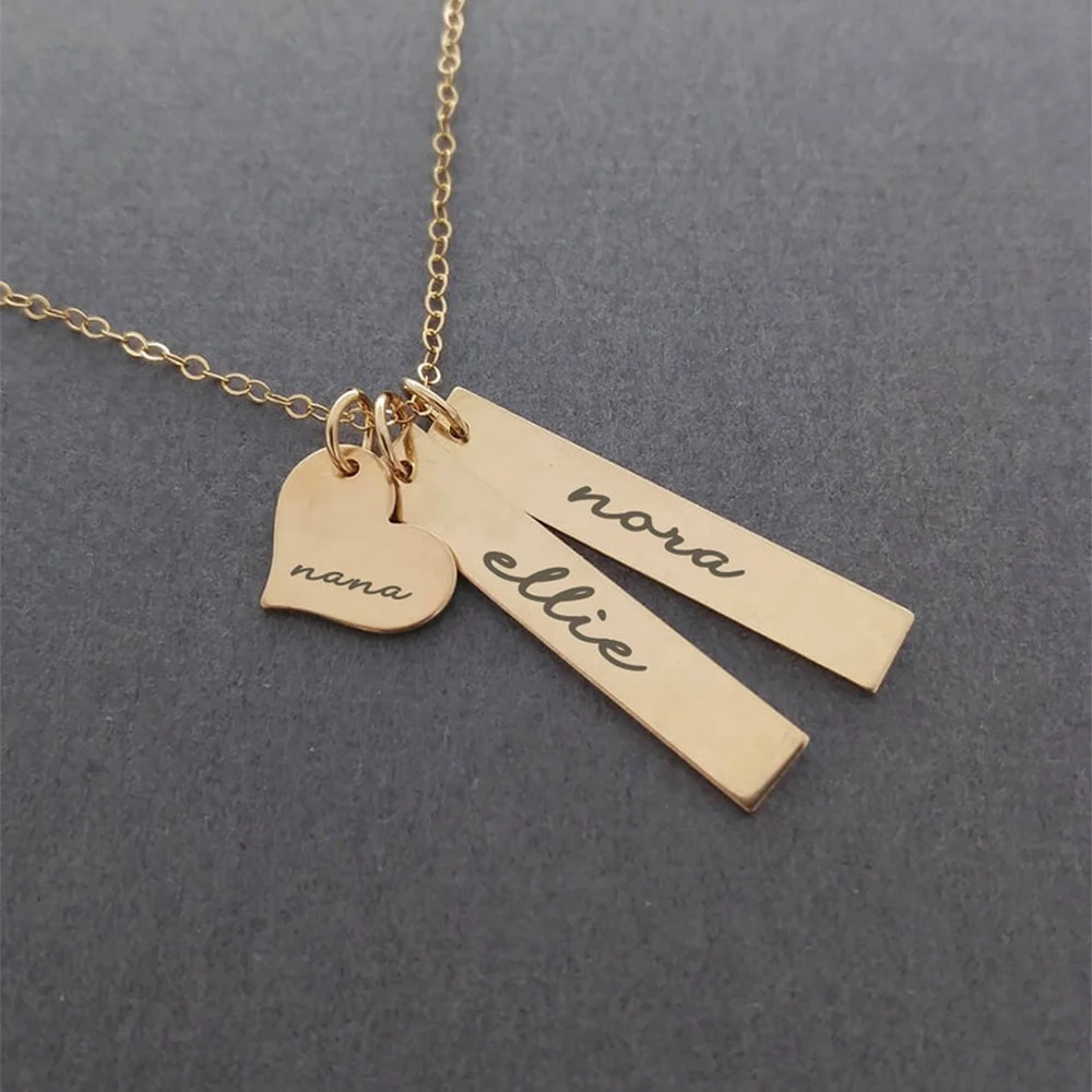 

FYW Personalized Name Necklace For Women Men Vertical Bar Stainless Steel Pendant Custom Gift To Lover